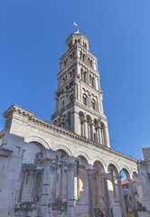 Peristyle of Diocletian's palace and bell tower in Split