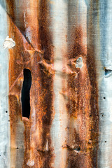 Old rusty zinc sheet wall or corrugated wall