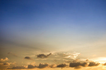 Beautiful cloudy sky when the sunset after big rainning.