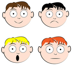 Funny boy face isolated on white background