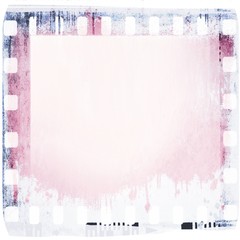 Grunge dripping film strip frame in pink and blue.