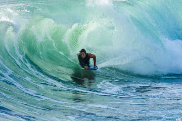 Bodyboarder in action