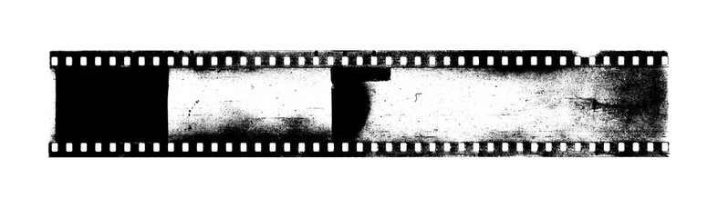 Strip of old camera film with dust and scratches