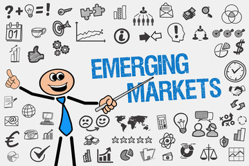 Emerging Markets / Mann mit Symbole