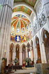 Fototapeta na wymiar Interior of Almudena Cathedral in Madrid