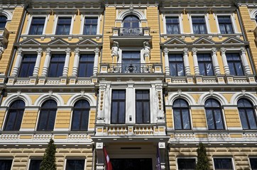 Fototapeta na wymiar Riga, Elizabetes 3, facade of a historic building