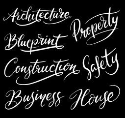 Property and architect hand written typography. Good use for logotype, symbol, cover label, product, brand, poster title or any graphic design you want. Easy to use or change color