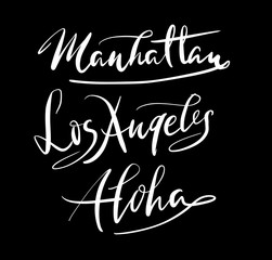 Los angeles ang manhattan hand written typography. Good use for logotype, symbol, cover label, product, brand, poster title or any graphic design you want. Easy to use or change color
