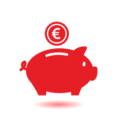 Piggy bank icon. Pictograph of moneybox. Flat design.