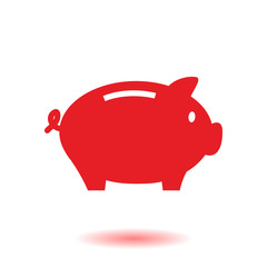 Piggy bank icon. Pictograph of moneybox. Flat design.