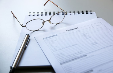 Resume paper on the desk