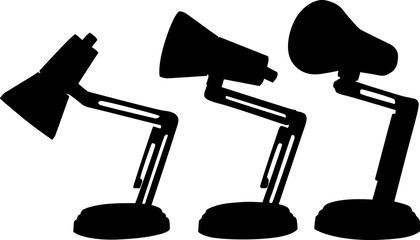 three electric lamp silhouettes isolated on white