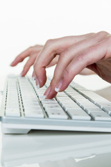 woman in office with computer