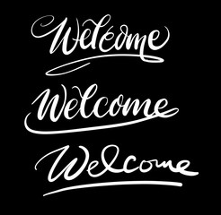 Welcome hand written typography 3. Good use for logotype, symbol, cover label, product, brand, poster title or any graphic design you want. Easy to use or change color