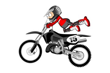 Obraz na płótnie Canvas Motocross rider isolated over white backgrorund . Cartoon style.