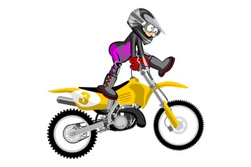 Fototapeta premium Motocross rider isolated over white backgrorund . Cartoon style.