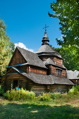 Small wooden church Ukraine open-air museum in Pirogovo.