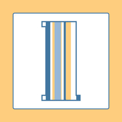 Striped colorful number 1 isolated on white background. Elements for kids cards or alphabets in vintage or retro style.