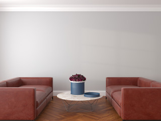 Mock up poster, interior scene, flowers, 3d render