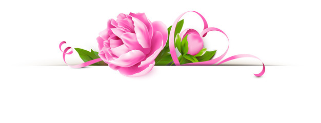 Pfingstrose mit Herz Schleife - Papier Schlitz