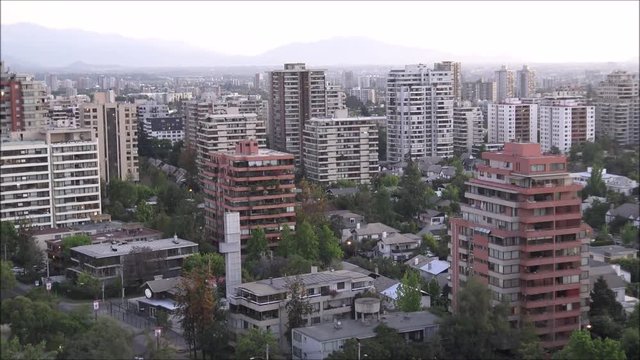 Time lapse evening falls in Santiago, Chile