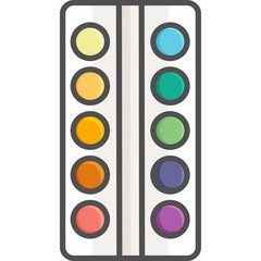 Simple artistic and hobby Vector Flat Icon. Classic watercolors for painting. Flat style icon. 48x48 Pixel Perfect.
