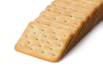 row of biscuits on white