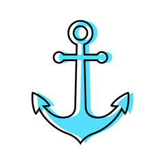 Blue anchor vector icon