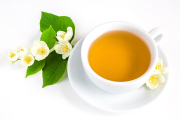 Tea and jasmine flowers