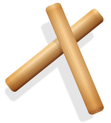 Claves - wooden hand percussion instrument - isolated vector illustration on white background.