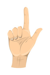 Isolated pointing hand sign on white background.