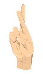 Isolated crossed fingers on white background