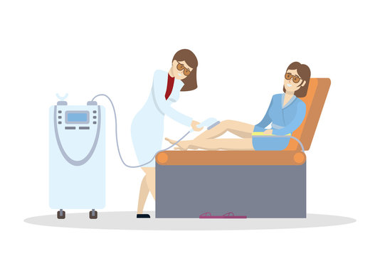 Laser Hair Removal. Isolated Illustration On White Background.