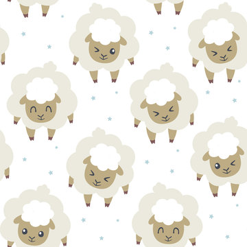vector sheeps for sleeping seamless pattern