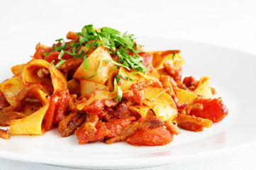 amatriciana decorated with parsley