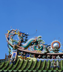 Dragon statue on Chinese temple roof