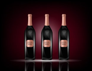 Red Wine Bottles on the Sparkling Background for Your Design.