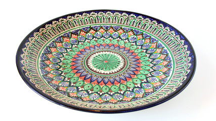 ceramic dish, hand made , isolated on white background
