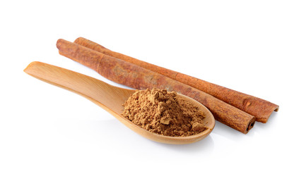 Cinnamon on white background