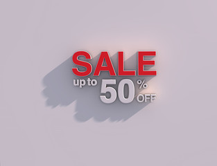 3D 50% sale sign 