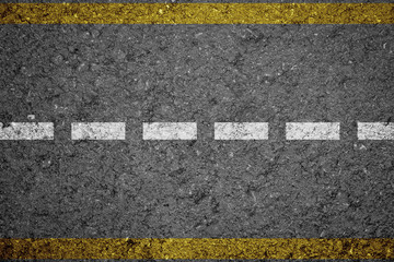 Asphalt Road texture with Yellow and white Strip for background.