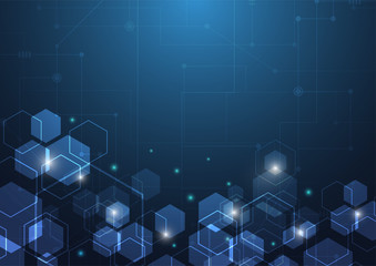 Obraz premium Blue hexagonal abstract technology background. Vector Illustration