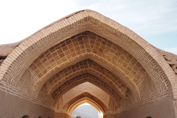 View to the Zoroastrian temples ruins and the Tower of Silence in Yazd, Iran.