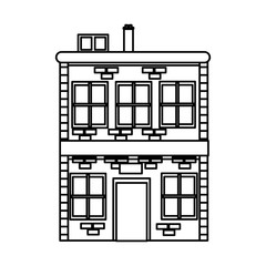building residential brick chimney windows line vector illustration