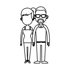 couple romantic lovely holding hands line vector illustration