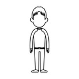 "outline man person standing avatar image vector illustration" Stock