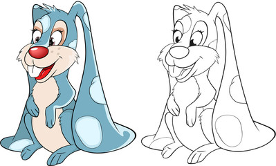 Obraz premium Illustration of a Cute Rabbit Toy. Cartoon Character. Coloring Book