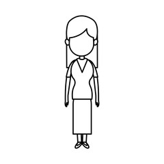 Fototapeta na wymiar people woman character standing line vector illustration