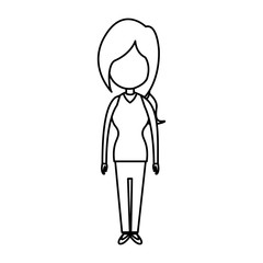 Fototapeta premium people woman character standing line vector illustration