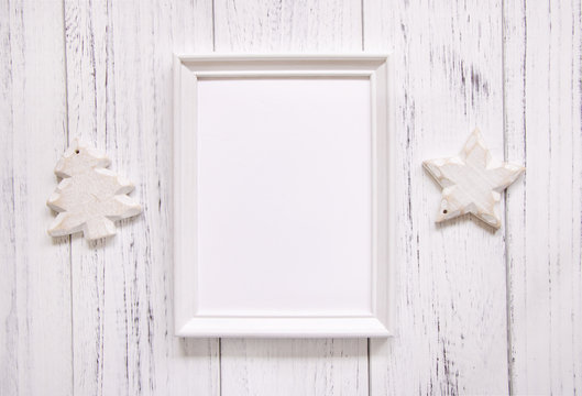 Stock photography white frame vintage painted wood floor craft template background